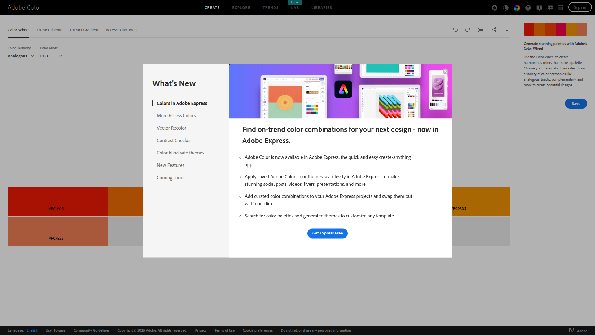 Adobe Color Wheel screenshot