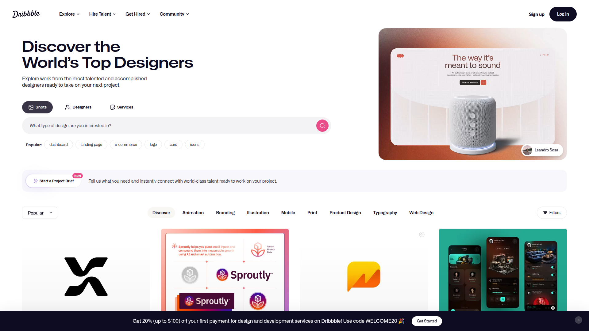 Dribbble screenshot