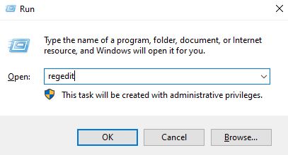 Clear Context menu in Windows 10 1 open regedit using run
