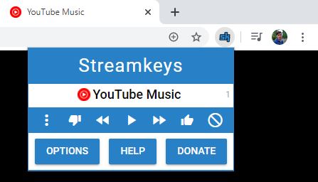 Control Media Playback using Shortcut in Browser 4 stream keys pop up