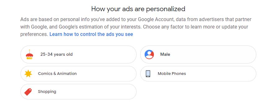 Check What Google Knows About You 1 adssetting profile