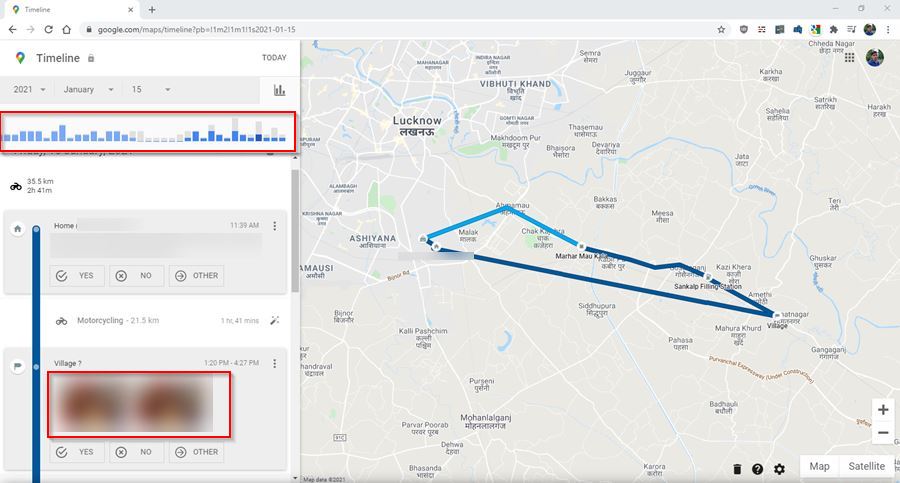 location history daywise