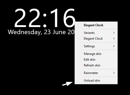 unload rainmeter skin