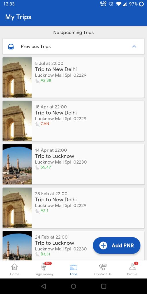 IXIGO Train Booking Screenshots 2