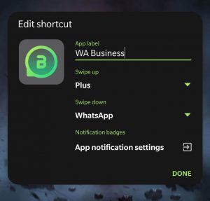 nova launcher setting shortcuts