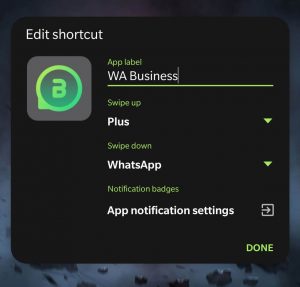 nova launcher setting shortcuts