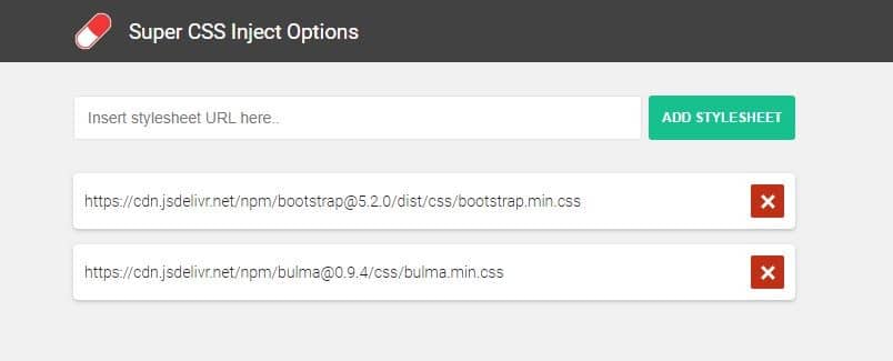 super css inject option