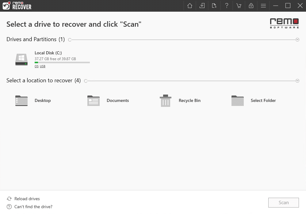 remo recover select drive