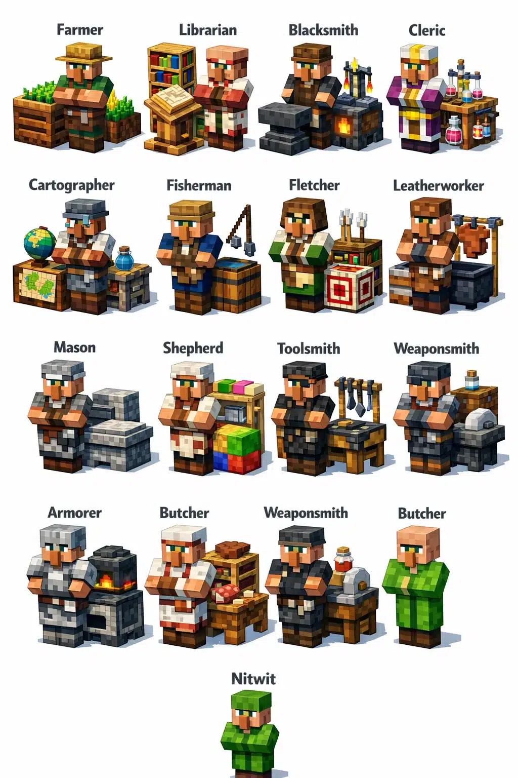 Minecraft villagers and their professions Minecraft villagers and their professions