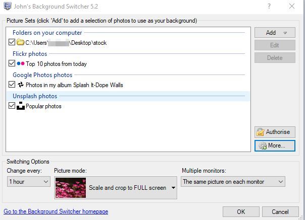 Automatic Wallpaper Changer for Android, Linux & Windows 6 add multiple sources