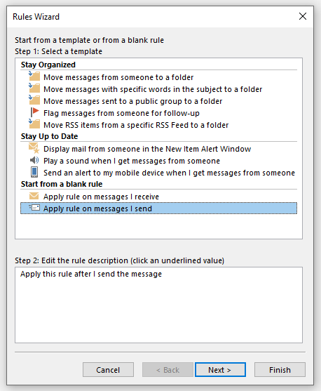 create rule in outlook