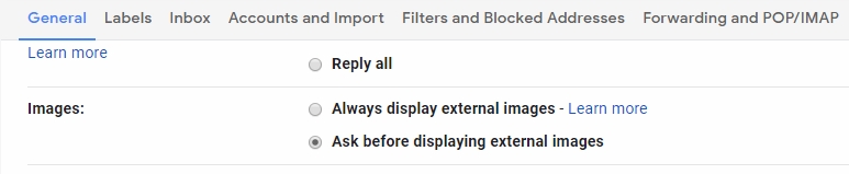 desable external images in inbox