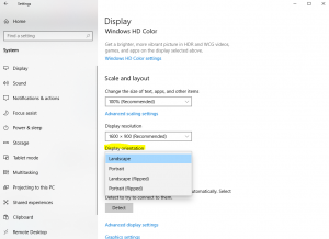 display orientation setting