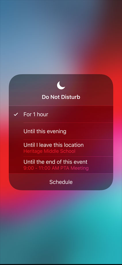 iOS do not disturb options