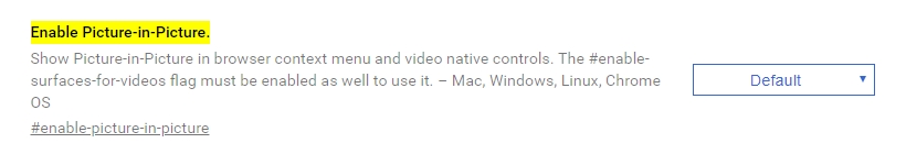 enable picture in picture in chrome