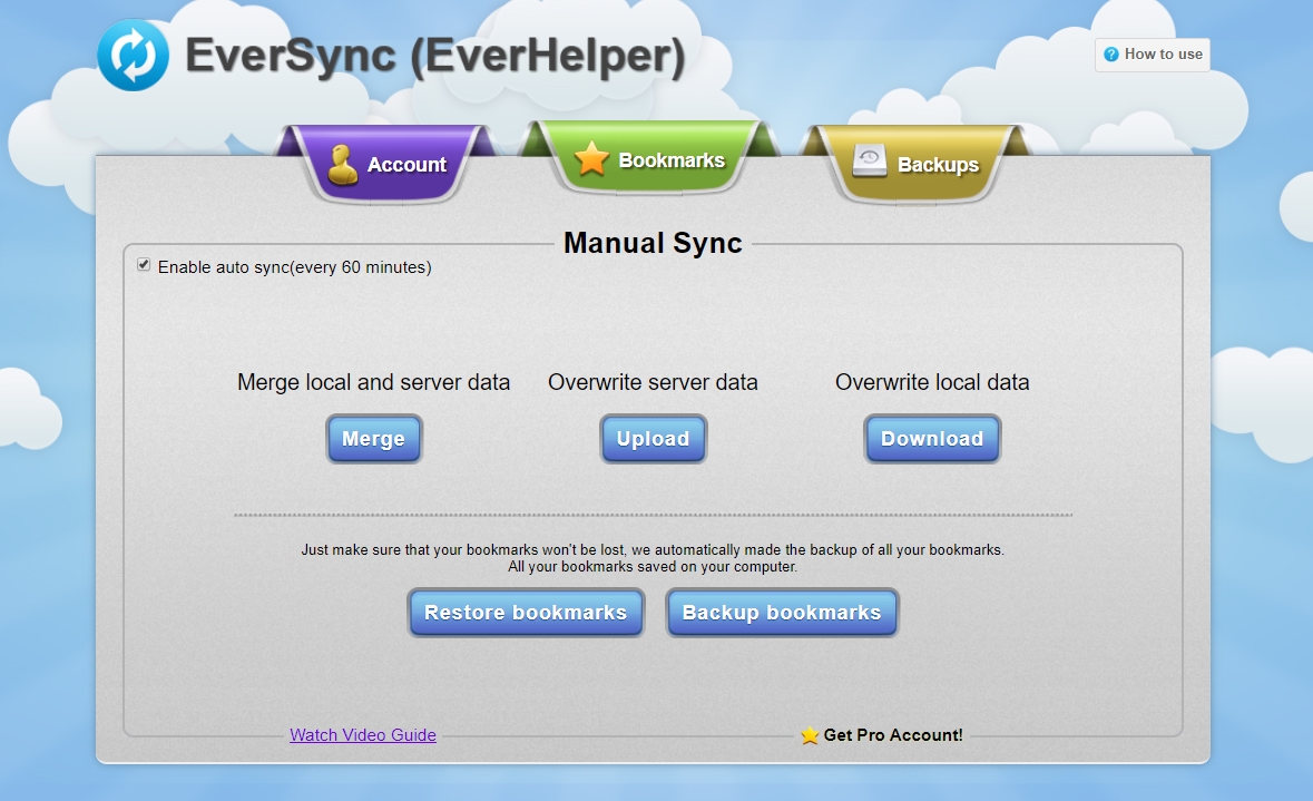 eversync options page