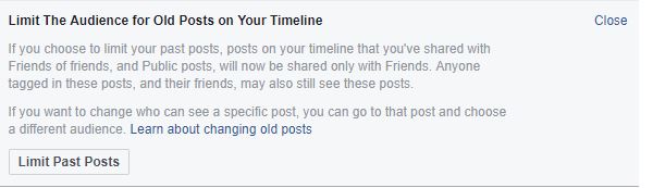 facebook settings limit past posts screen