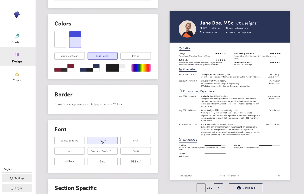 flowcv interface