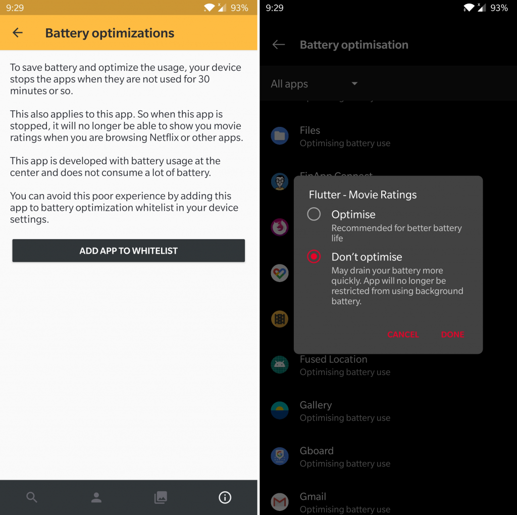 flutter battery optimization