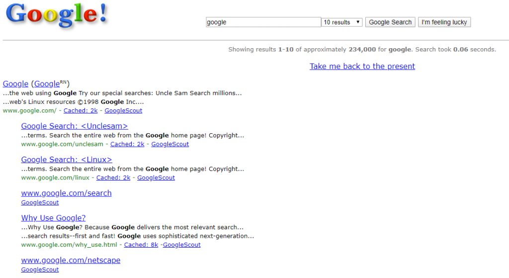 google in 1998