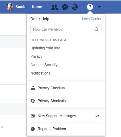 how to open facebook checkup