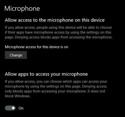 microphone privacy settings