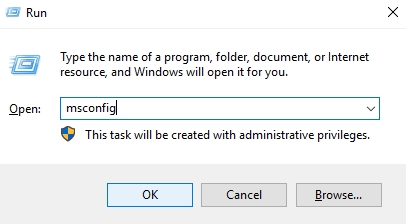 msconfig on windows run