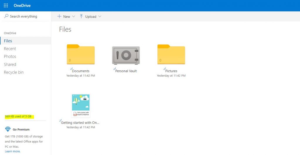 onedrive storage