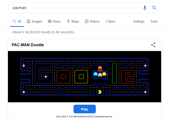35+ Google Search Tricks You Need to Know 1 PACMAN search