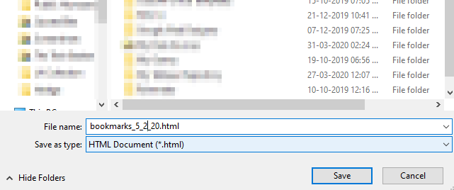 save exported bookmark as html