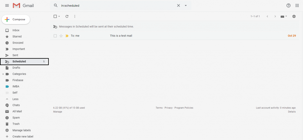 scheduled emails in gmail