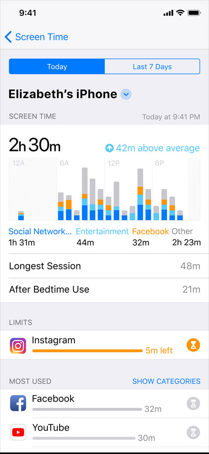 iOS ScreenTime section