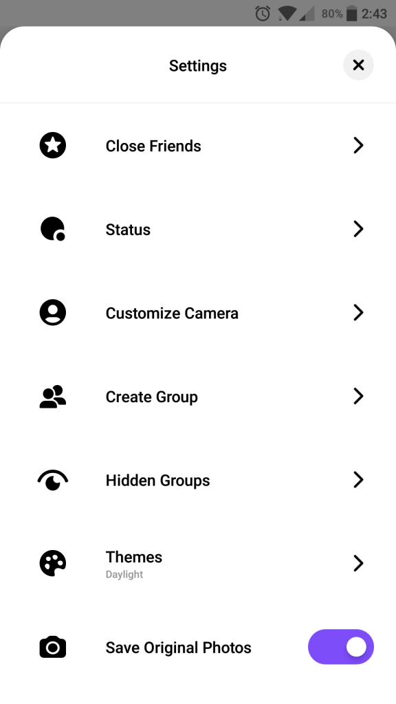 settings page of threads from instagram