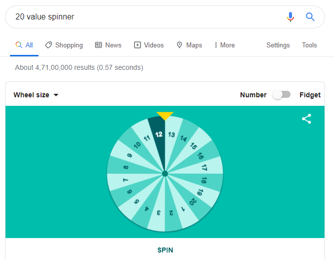 spin wheel on Google