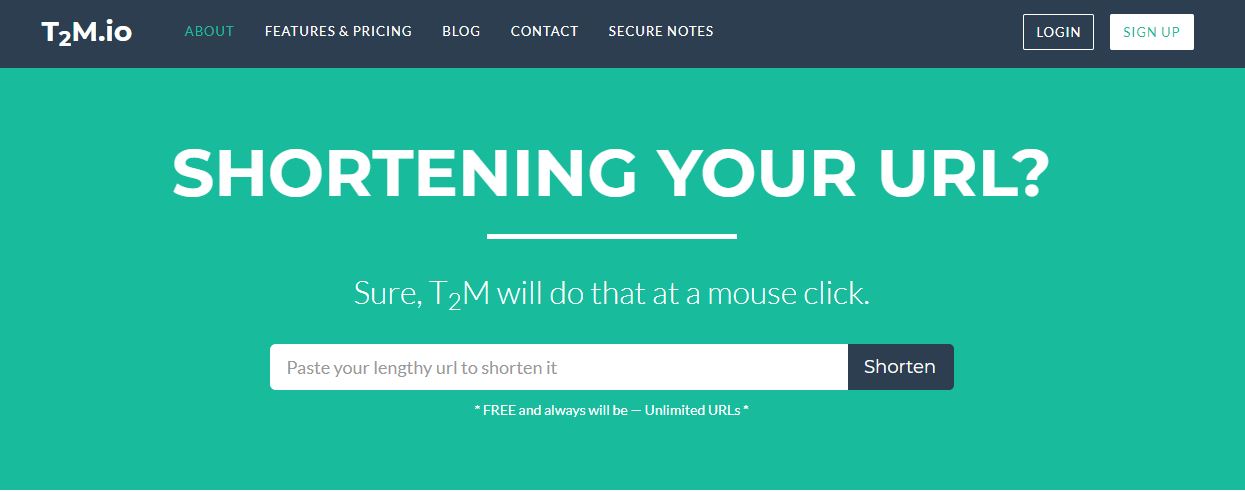 t2m.io URL shortener