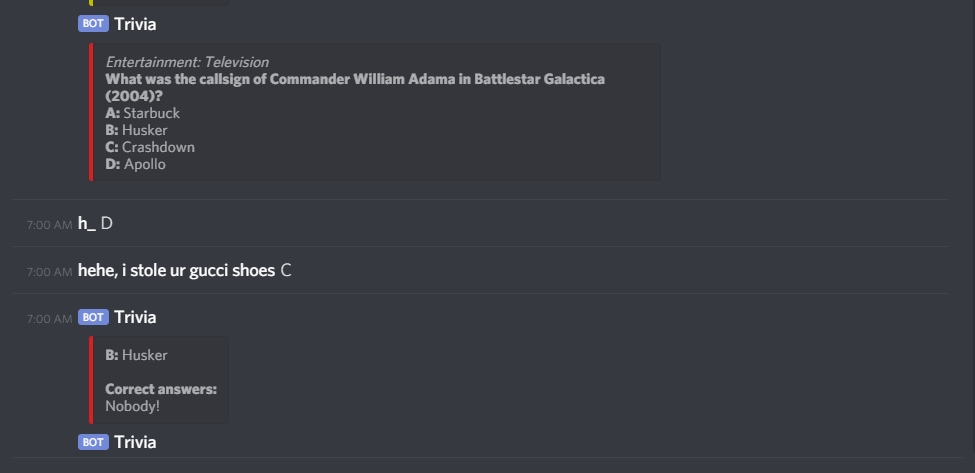 Trivia discord bot