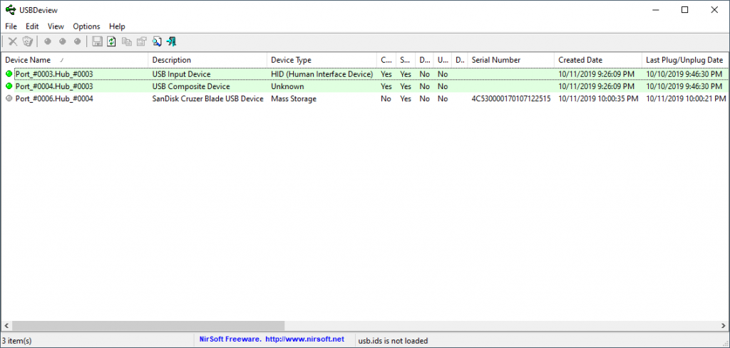 usb history in windows