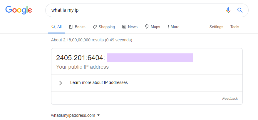 what is my ip in google