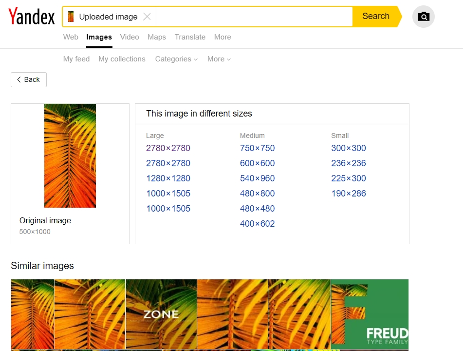 Yandex image search